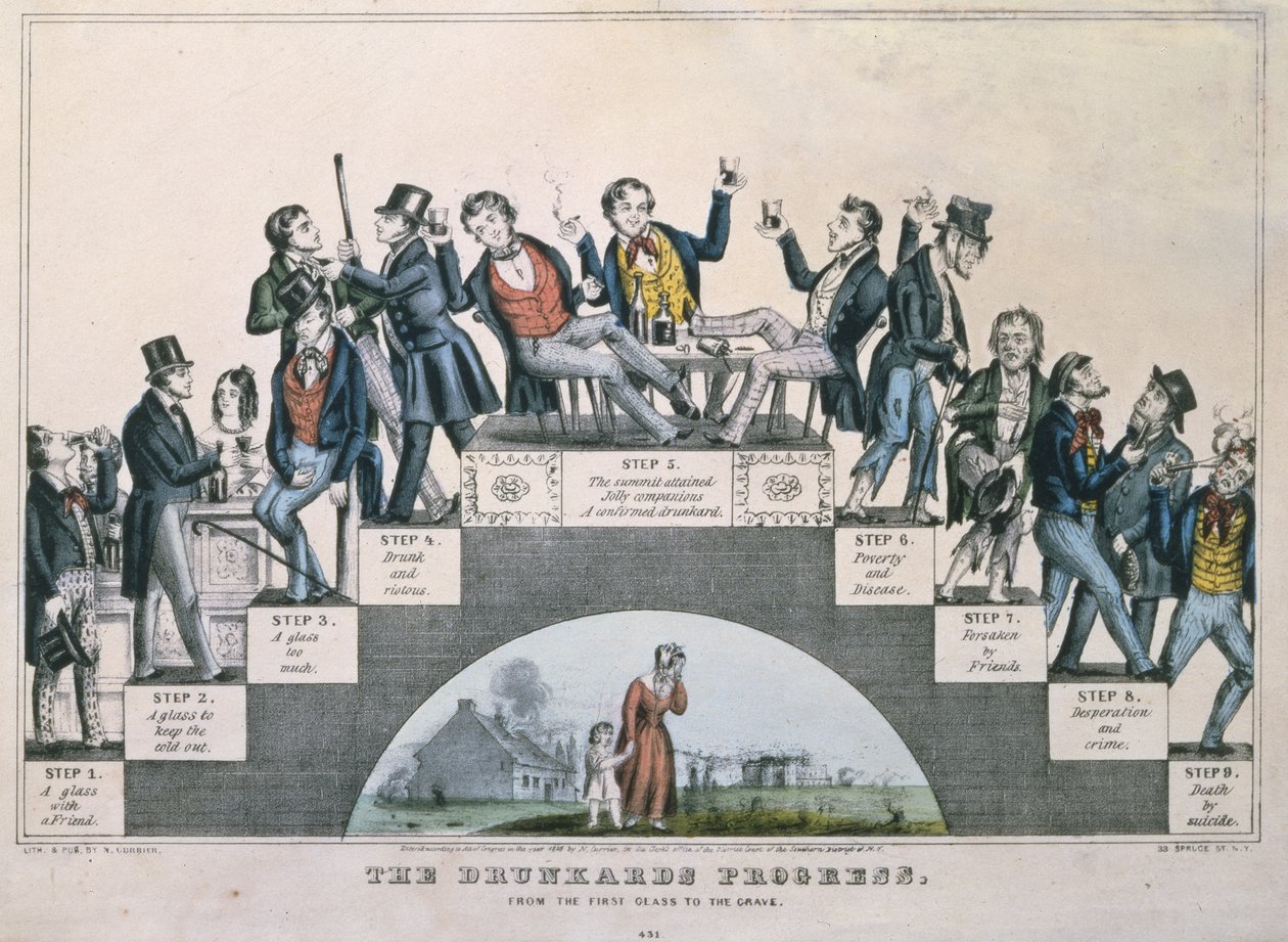 A részegek útja, az első pohártól a sírig, 1848 alkotó: Nathaniel Currier