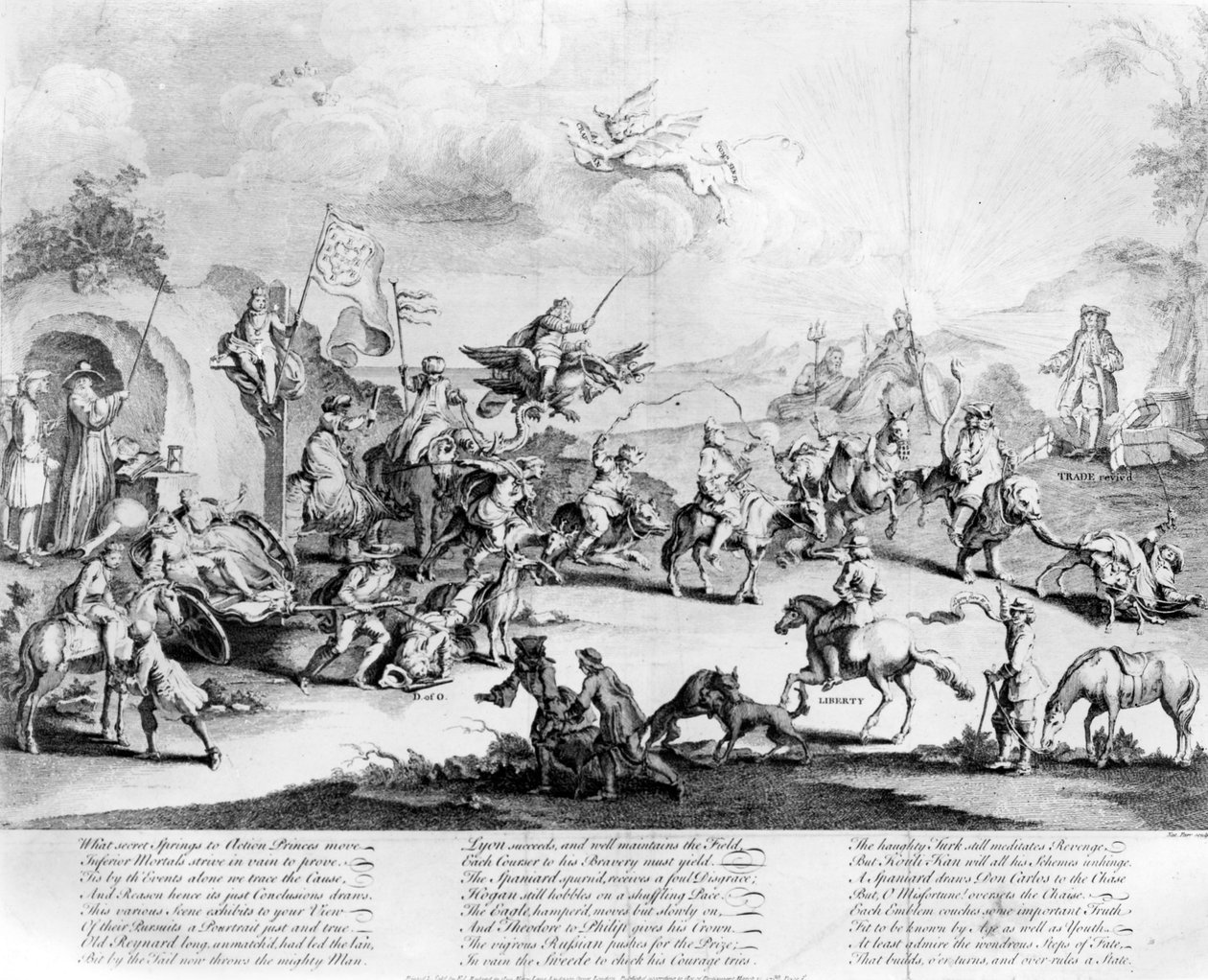 „Milyen titkos rugók a cselekvő fejedelmek mozgatják a fejedelmeket… ami államot épít, megfordul és irányít”, 1740 alkotó: Nathaniel Parr