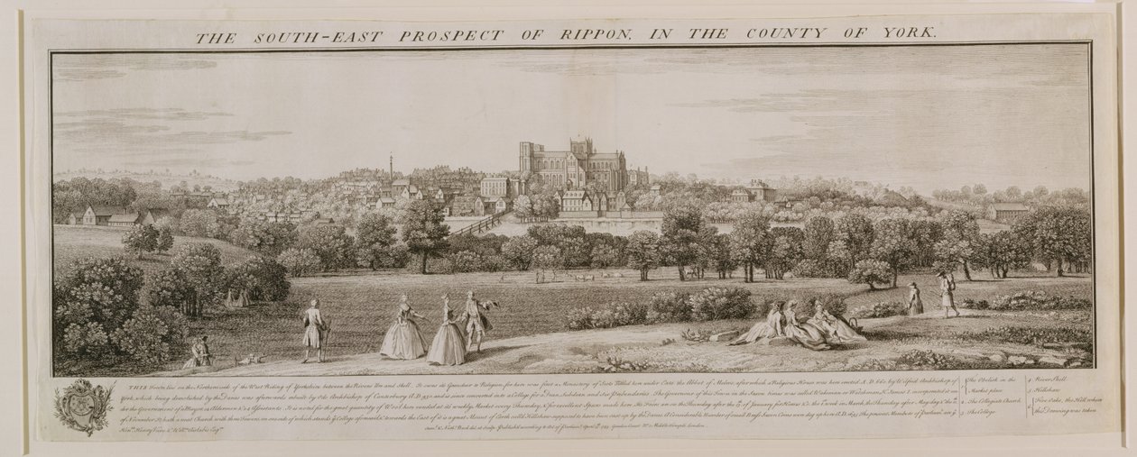 Rippon délkeleti kilátása, 1731-48 (vonalmetszet) alkotó: Nathaniel and Samuel Buck