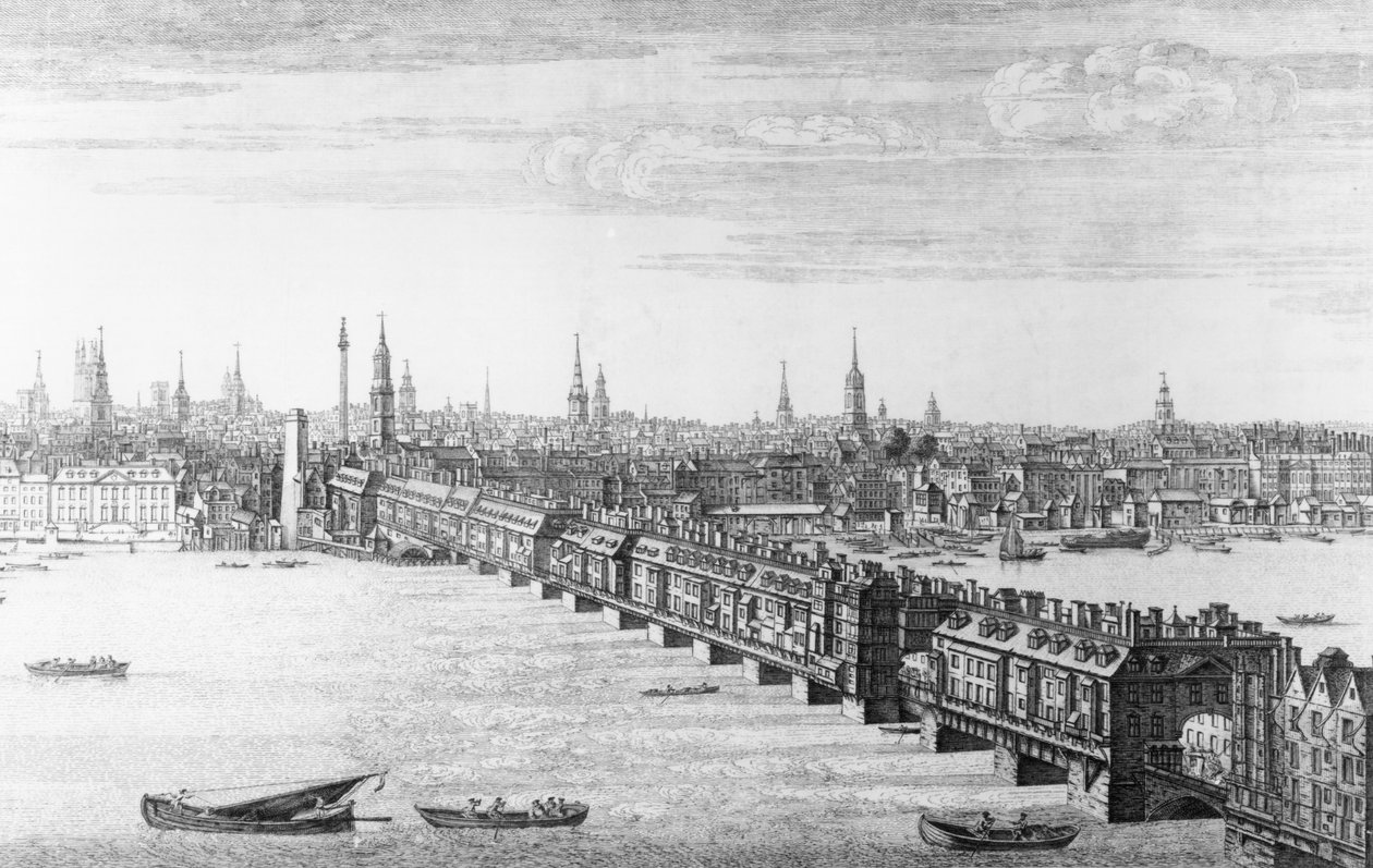 A London Bridge nyugati frontja, 1749 alkotó: Nathaniel and Samuel Buck