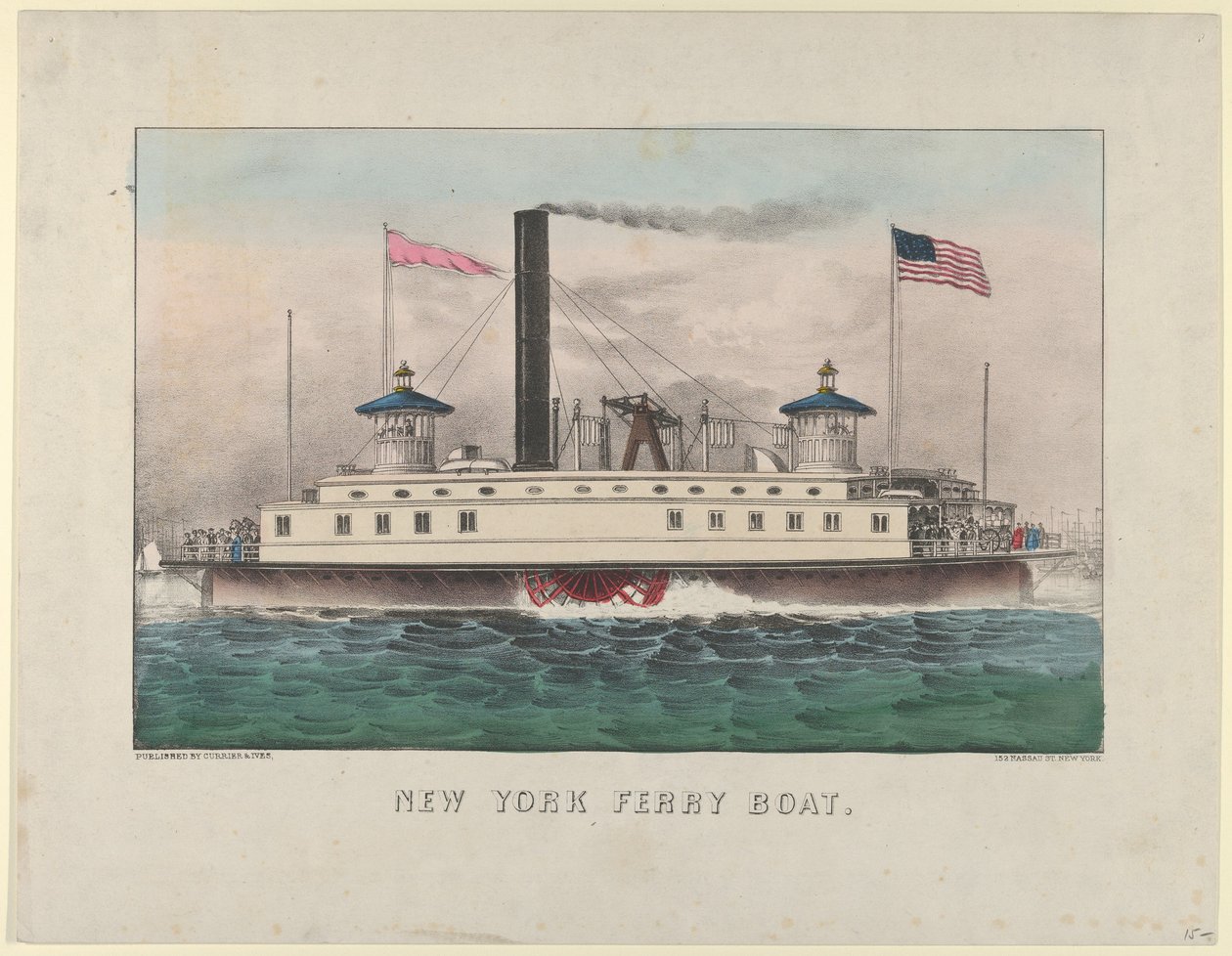 New York Ferry Boat, kb. 1860-65., kb. 1860-65. Alkotók: Nathaniel Currier, James Merritt Ives, Currier és Ives. alkotó: Currier and Ives
