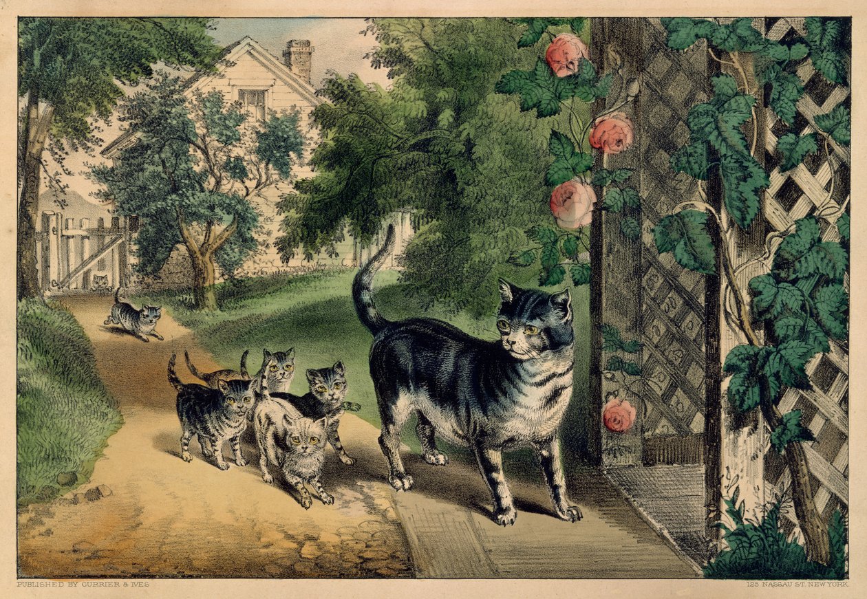 Pussy visszatérése, 1874-78., 1874-78. Alkotók: Nathaniel Currier, James Merritt Ives, Currier és Ives. alkotó: Currier and Ives