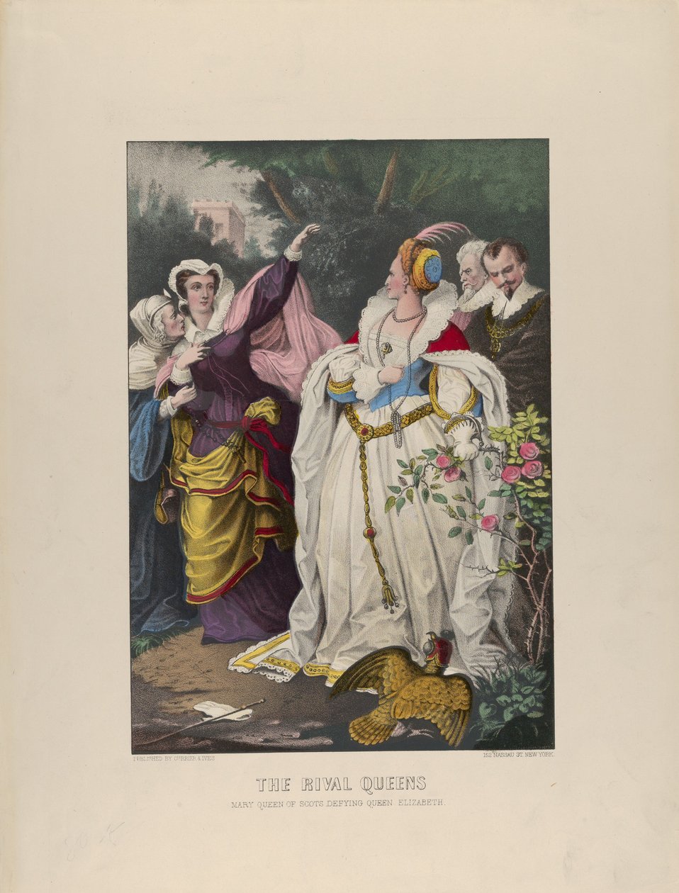 The Rival Queens - Mary Queen of Scots Defying Queen Elizabeth, 1857-72., 1857-72. Alkotók: Nathaniel Currier, James Merritt Ives, Currier és Ives. alkotó: Currier and Ives