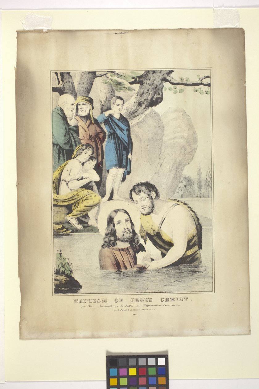 Jézus Krisztus keresztsége (kézzel színezett litográfia) alkotó: Nathaniel Currier