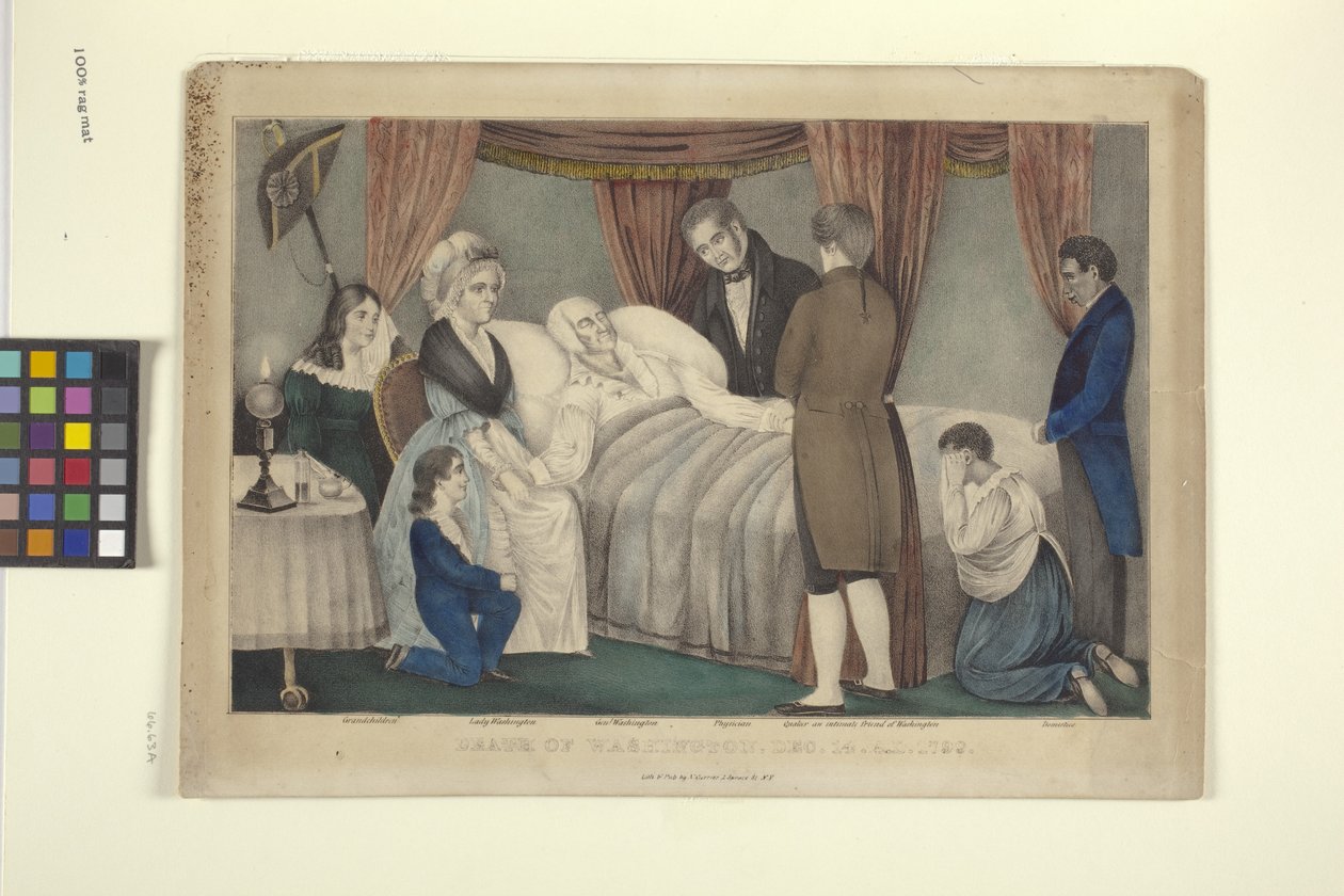 Washington halála (kézzel színezett litográfia) alkotó: Nathaniel Currier
