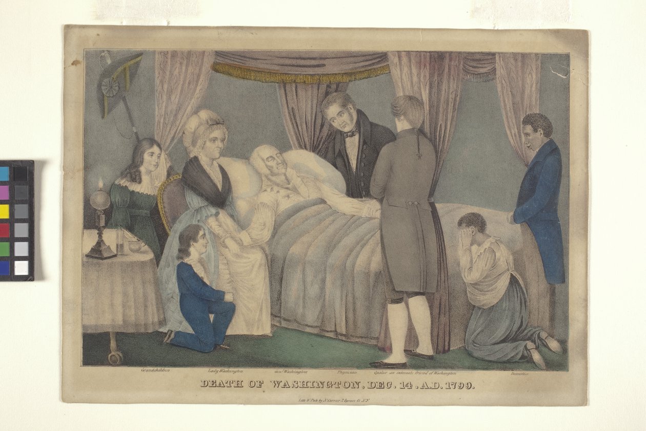 Washington halála (kézzel színezett litográfia) alkotó: Nathaniel Currier