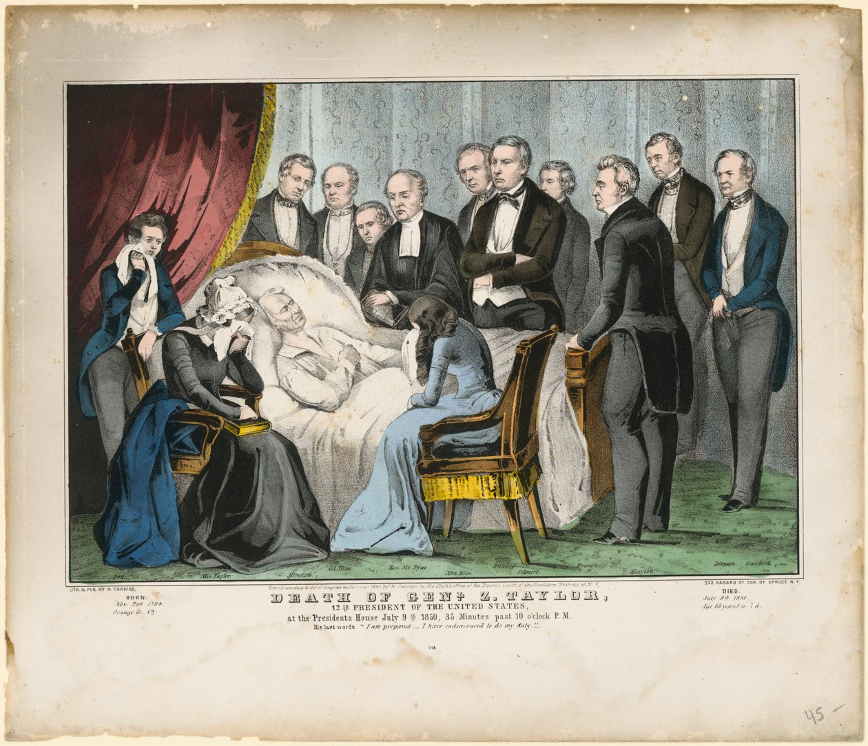 Zachary Taylor tábornok halála alkotó: Nathaniel Currier