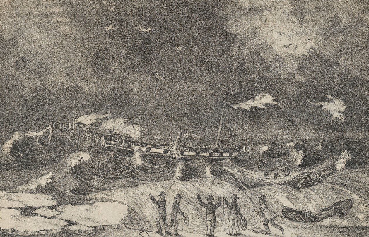 Mexikó szörnyű roncsa a Hempstead Beachen, 1837. január 2., 1848-56. alkotó: Nathaniel Currier
