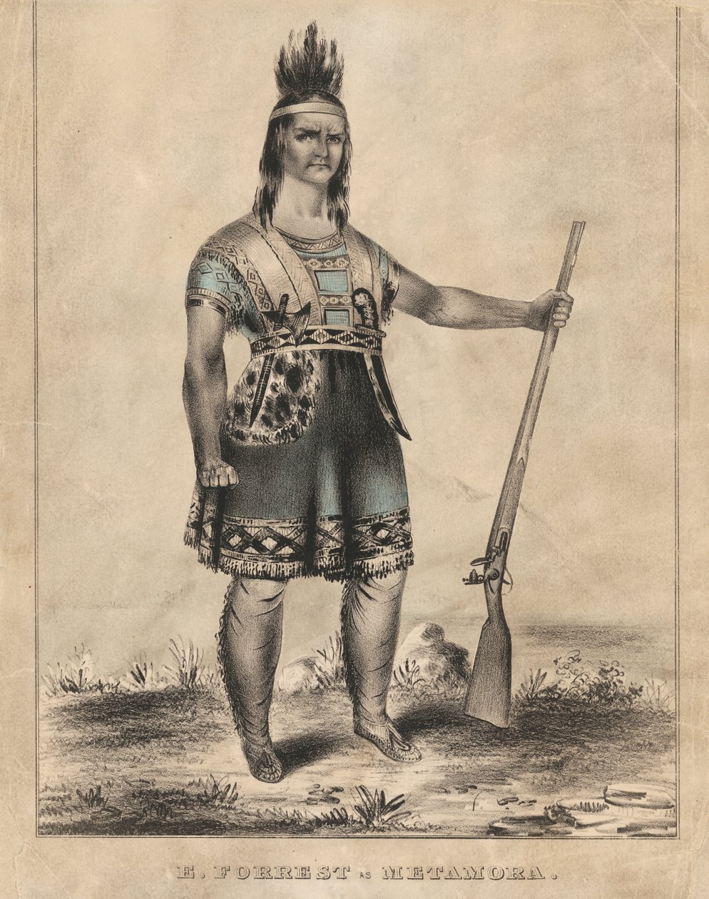 E. Forrest Metamora szerepében alkotó: Nathaniel Currier