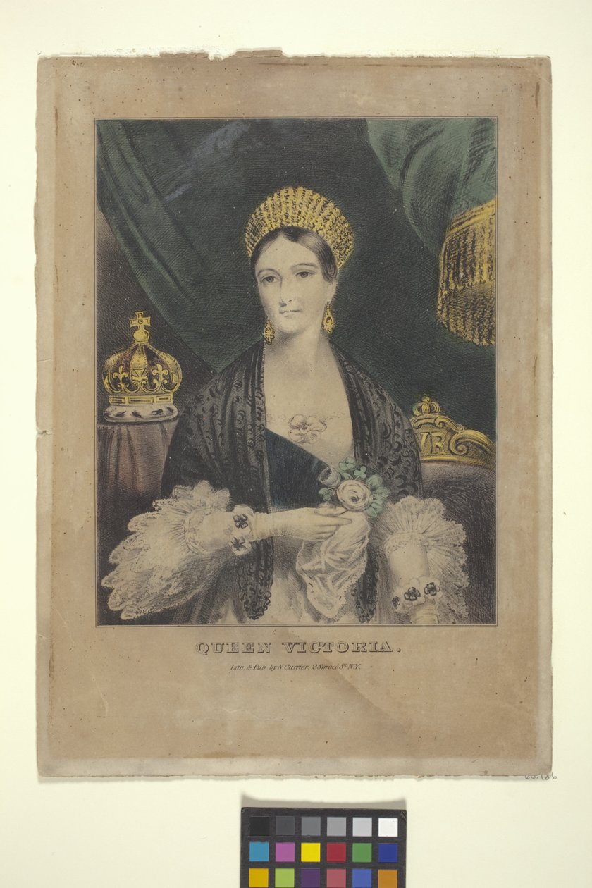 Viktória királynő (kézzel színezett litográfia) alkotó: Nathaniel Currier
