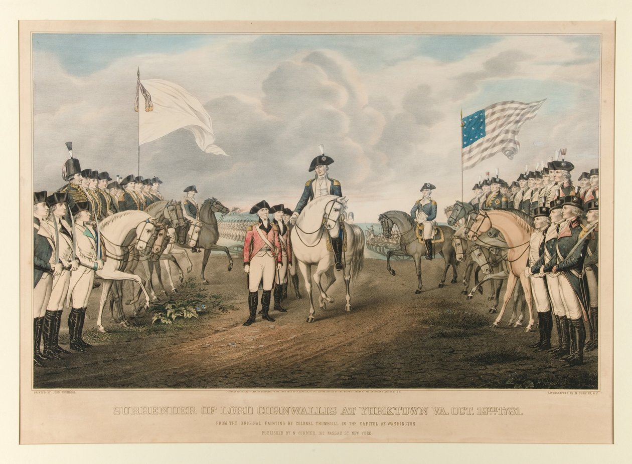 Cornwallis megadása Yorktownnál, Virginia államban, 1781. okt. 19. - Trumbull ezredes eredeti festménye nyomán, John Trumbull festette alkotó: Nathaniel Currier