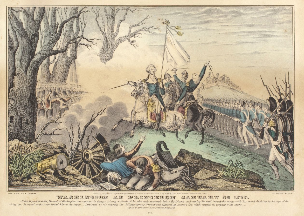 Washington Princetonban, 1777. január 30. alkotó: Nathaniel Currier