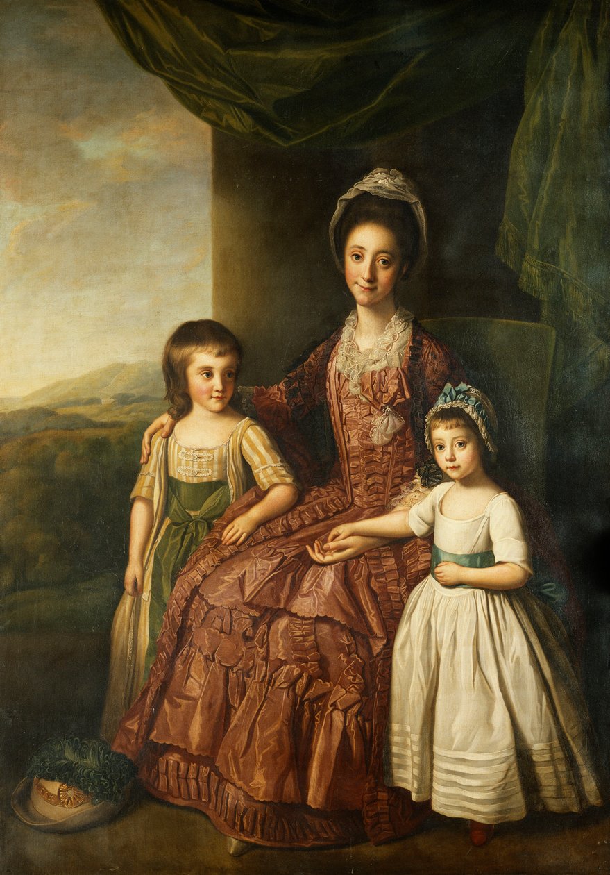 Mária, Darnley grófnője és gyermekei, Lord Clifton és Lady Mary Bligh csoportportréja teljes alakban, alkotó: Nathaniel Dance Holland