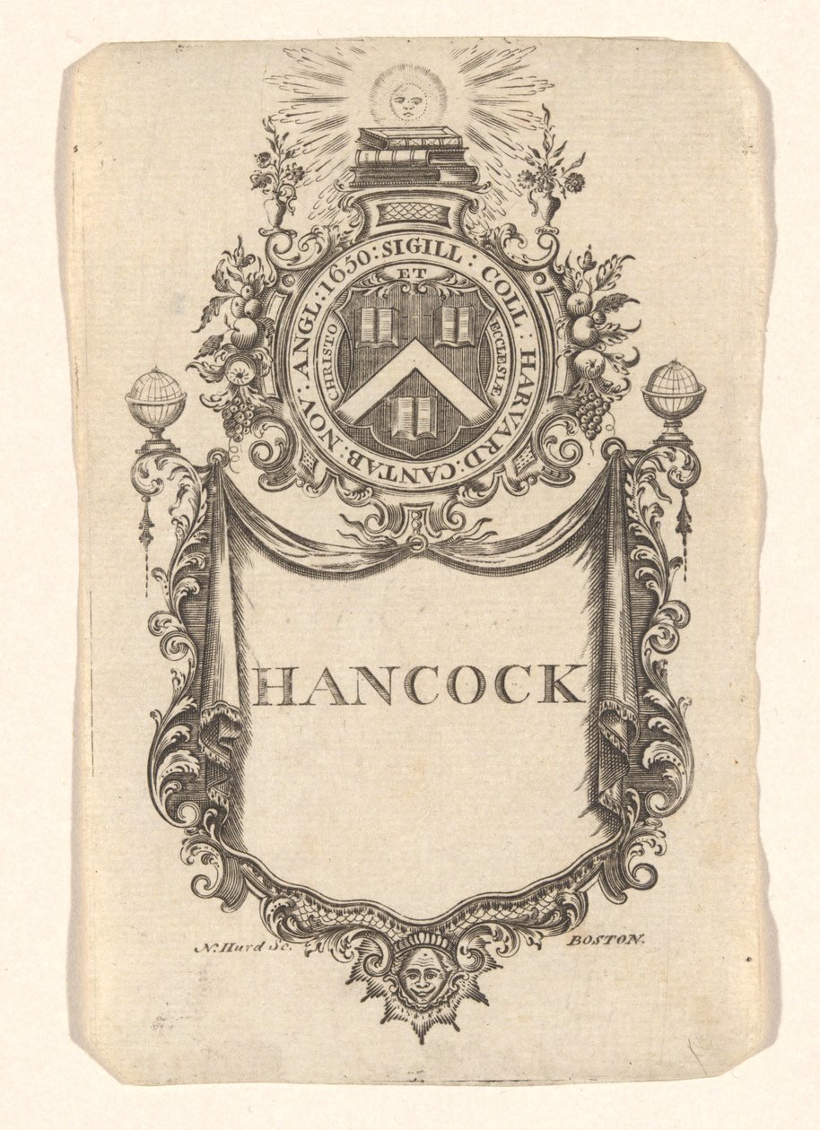 A Harvard College (Hancock) könyvtáblája alkotó: Nathaniel Hurd