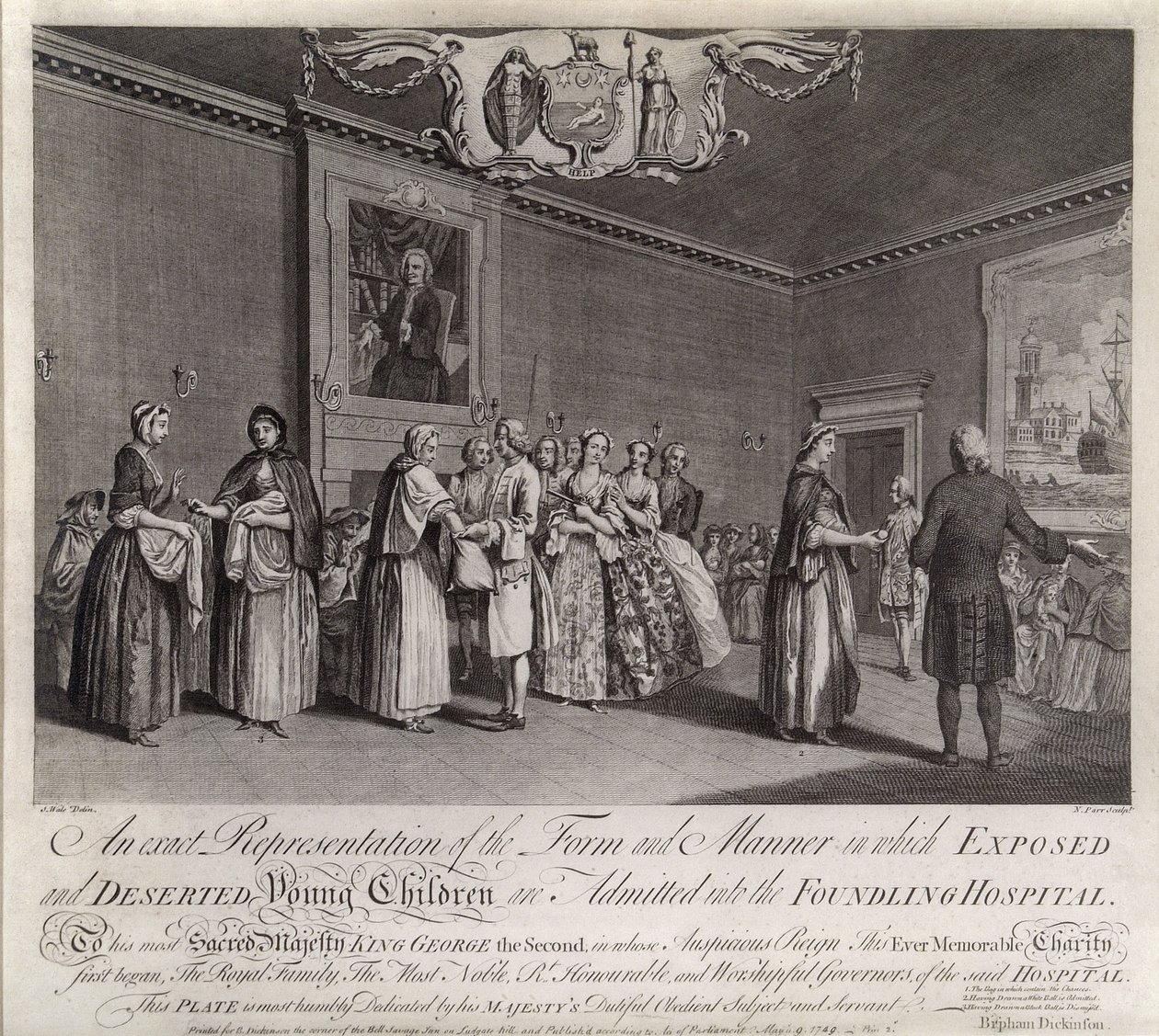 Az 1749-es Foundling Kórházba való felvételének pontos formája és módja. alkotó: Nathaniel Parr