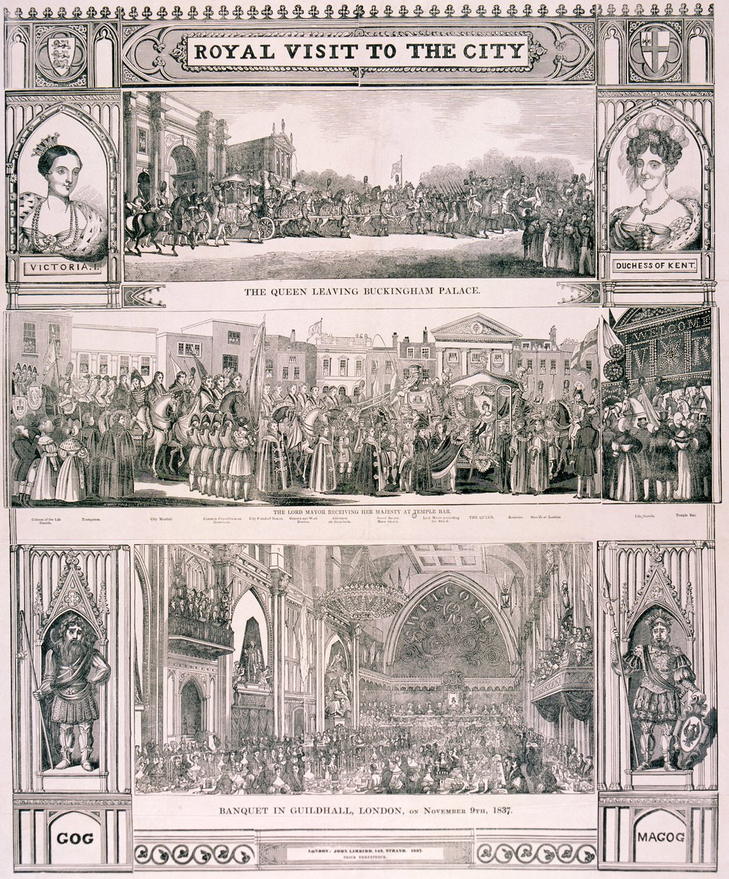 Viktória királynő látogatása a londoni Cityben, 1837 alkotó: Nathaniel Whittock