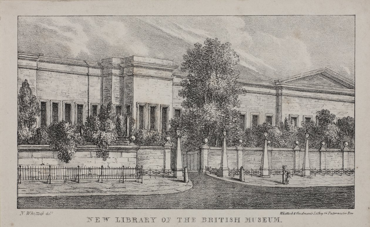 Kilátás a British Museum új könyvtárára, 1830 körül (litho) alkotó: Nathaniel Whittock