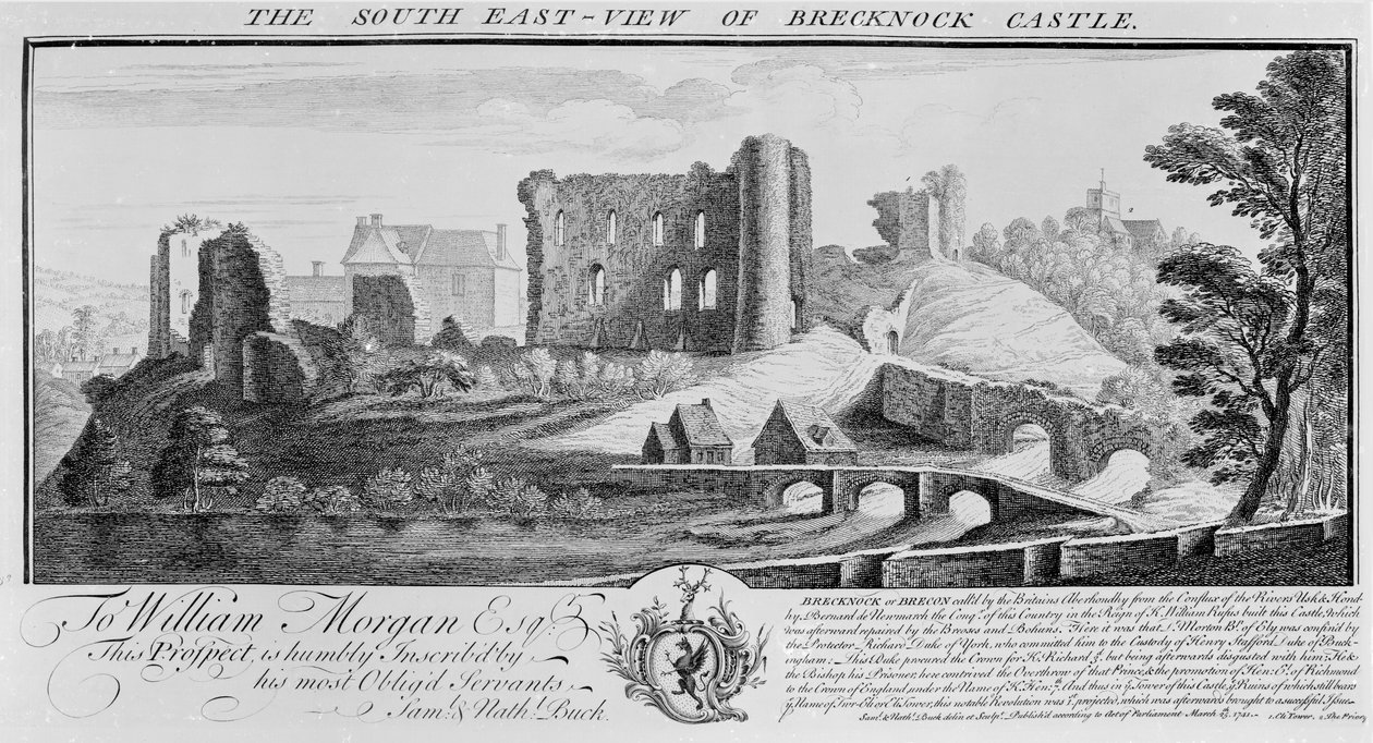 A Brecknock-kastély délkeleti képe, 1741 alkotó: Nathaniel and Samuel Buck