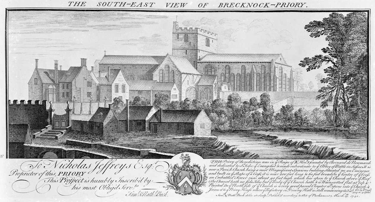 A Brecknocki kolostor délkeleti képe, 1741 alkotó: Nathaniel and Samuel Buck