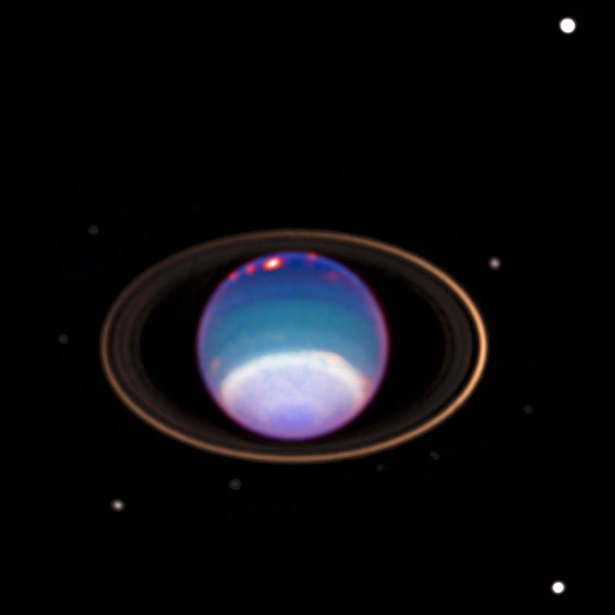 Az Uránusz képe a Hubble-teleszkóp segítségével. A modern időkben felfedezett első bolygó, William Herschel figyelte meg először 1781-ben. Köszönet a NASA-nak. Tudomány Csillagászat Bolygótér alkotó: National Aeronautics and Space Administration National Aeronautics and Space Administration