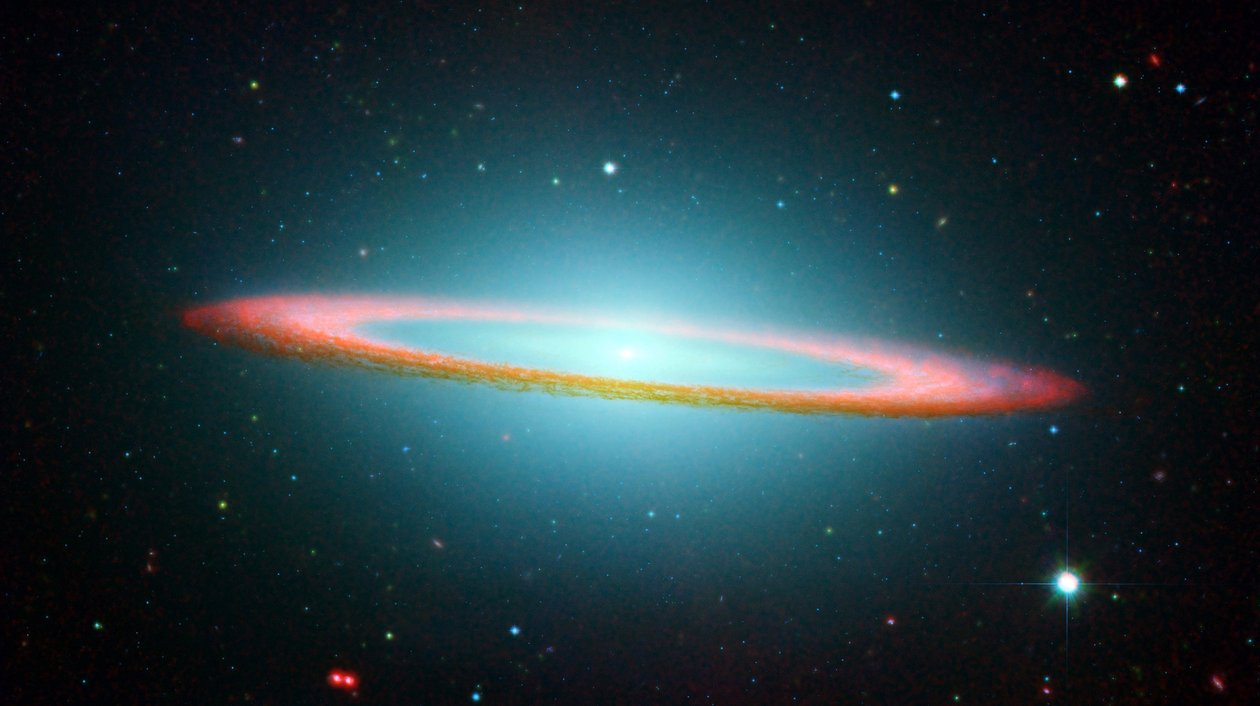 A Sombrero Galaxy része infravörösen, amely lebegő gyűrűt mutat. Köszönet a NASA-nak. Tudomány Csillagászat alkotó: National Aeronautics and Space Administration National Aeronautics and Space Administration