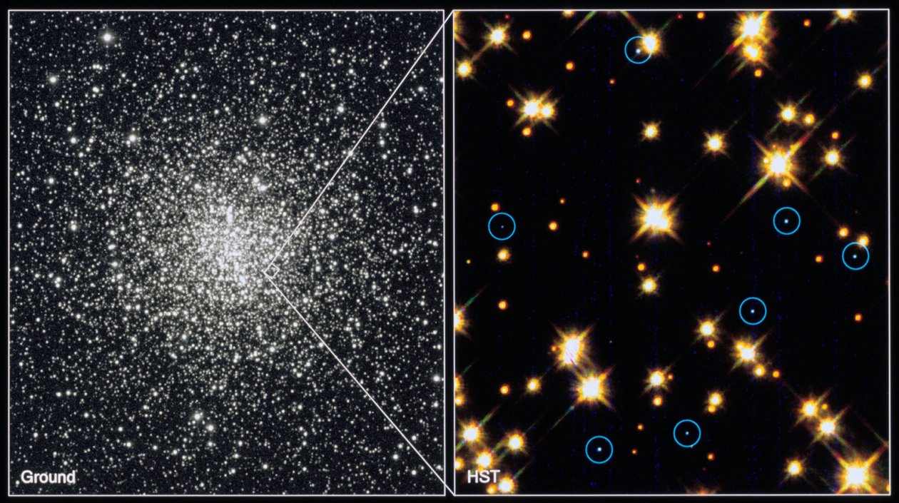 Fehér törpe csillagok az M4.H.Bond gömbhalmazban (STSCI). NASA fénykép. alkotó: National Aeronautics and Space Administration National Aeronautics and Space Administration