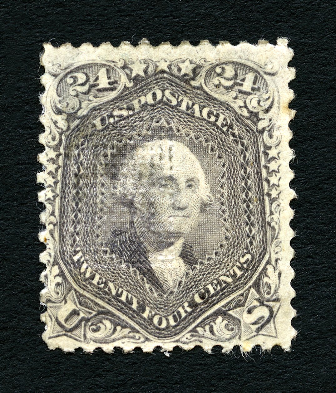 24c Washington F Grill kislemez, 1867. alkotó: National Bank Note Company