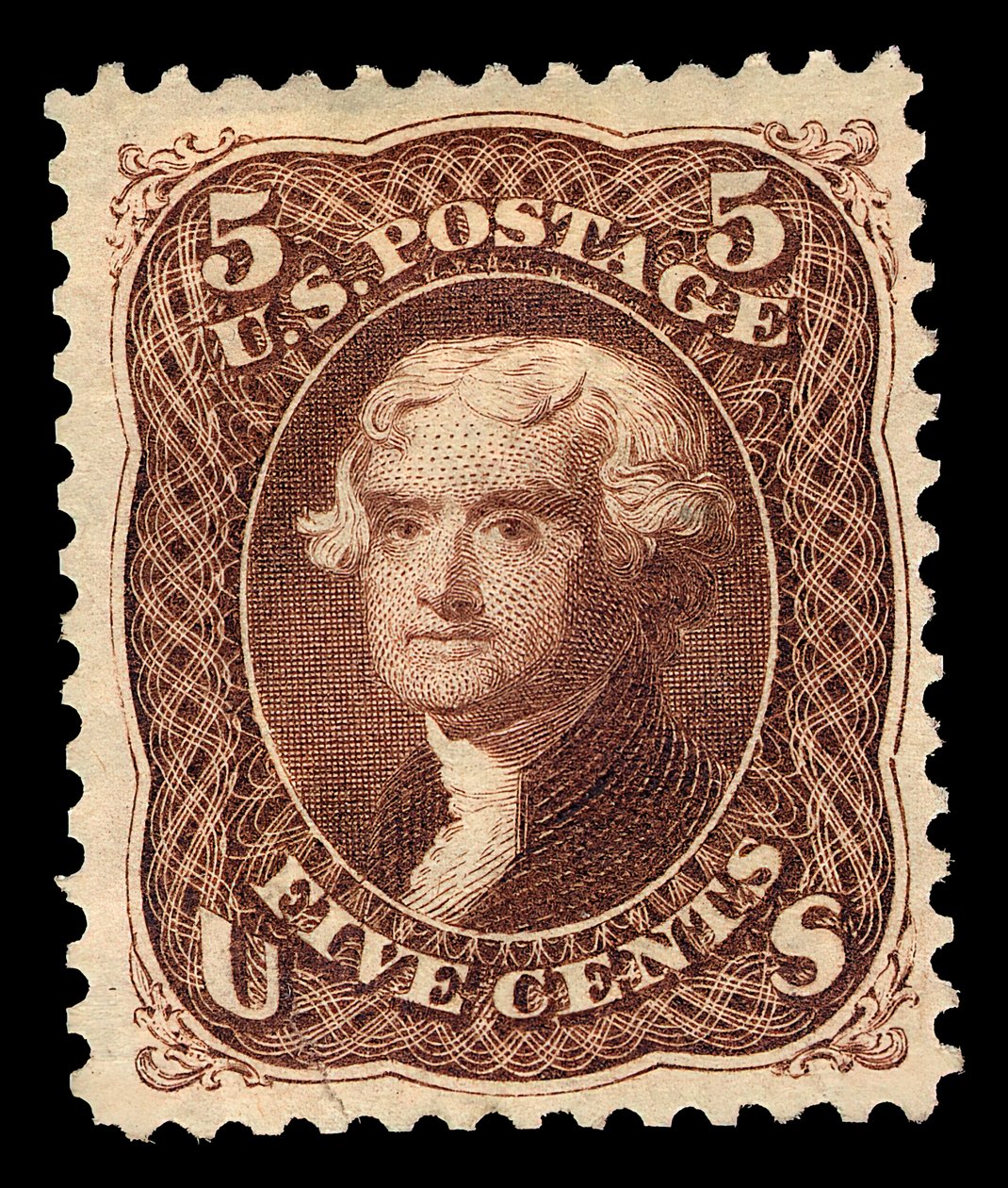 5c Thomas Jefferson kislemezének újbóli kiadása, 1875. alkotó: National Bank Note Company