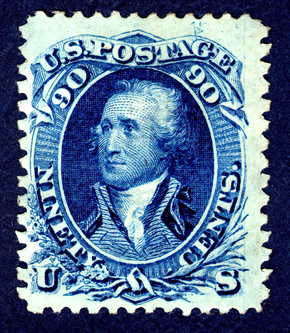 90c Washington F Grill kislemez, 1867-1868. alkotó: National Bank Note Company