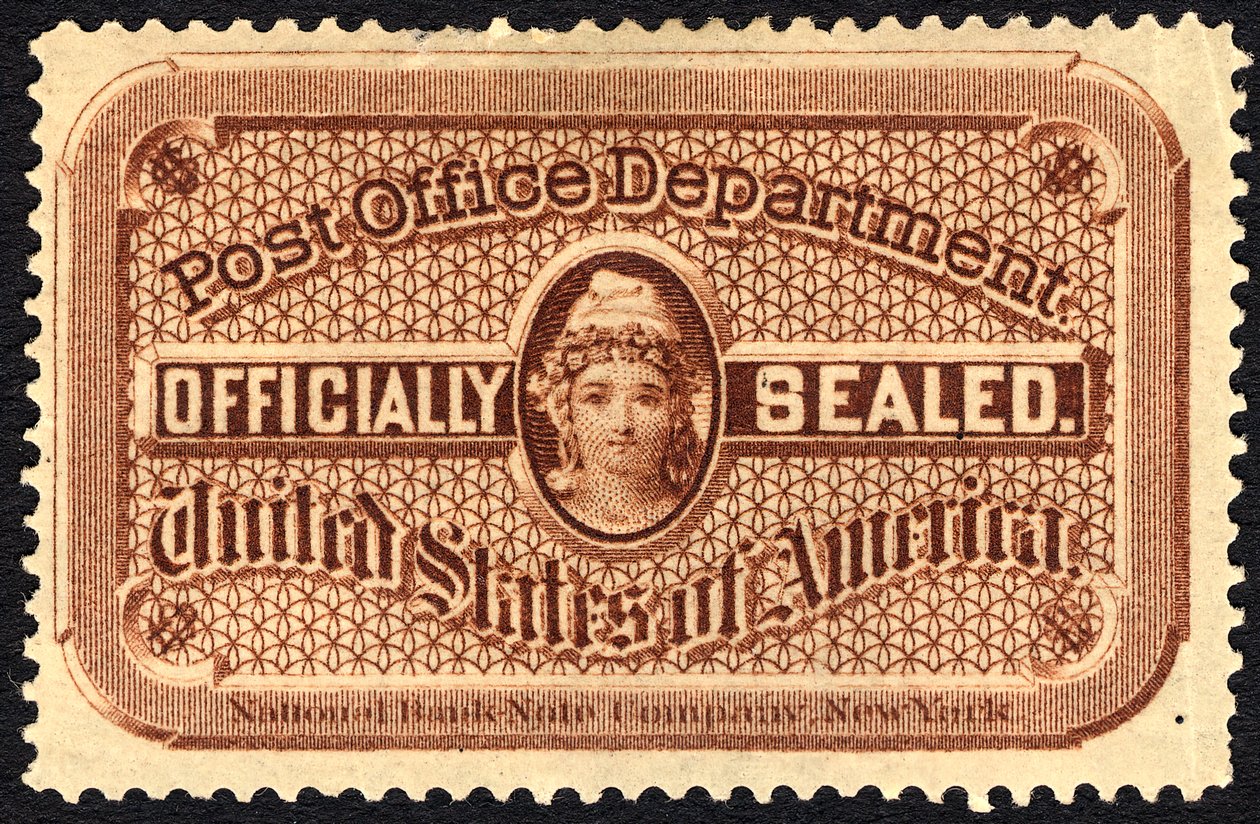 Posta pecsétje, c. 1879. alkotó: National Bank Note Company