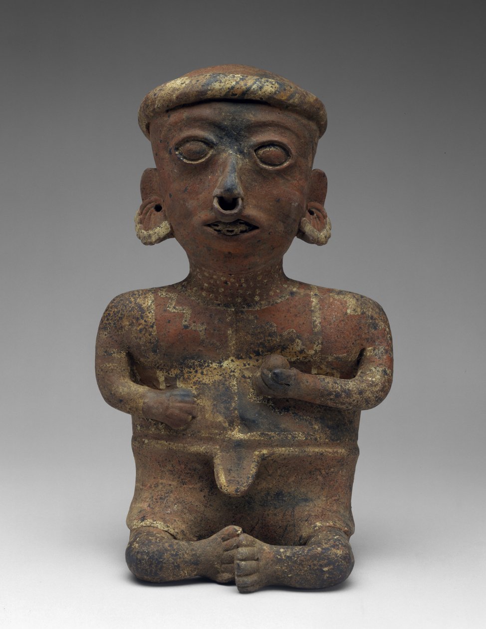 Férfi figura, ülő pár része, Kr.e. 300-i.sz. 300 (cserépedény csúszdával) alkotó: Nayarit Nayarit