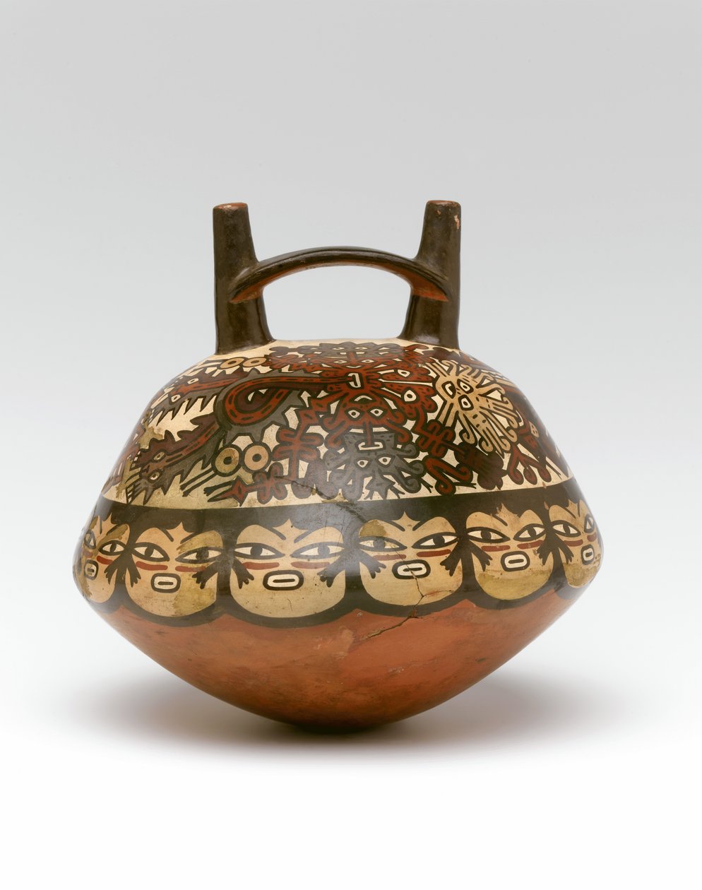 Dupla kifolyó és hídpalack, Peruból, Kr.e. 100-600 (kerámia) alkotó: Nazca Culture