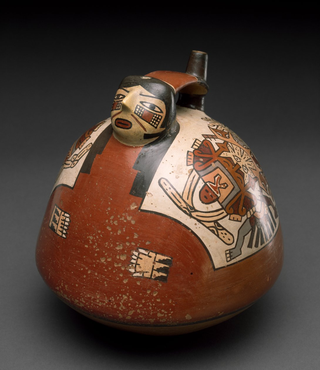 Hajó köpenyes nő formájában, Peru, 300-600 (cserép, polikróm festéssel) alkotó: Nazca Culture