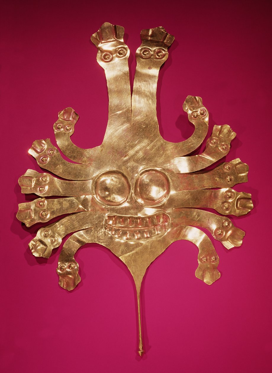Medúza fej, Peruból (arany) alkotó: Nazca Culture