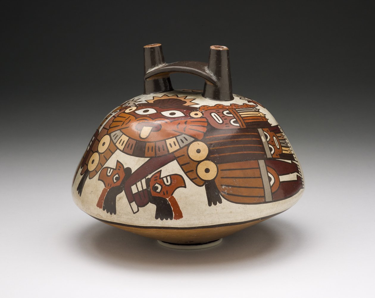 Egy álarcos harcost ábrázoló hajó trófeafejekkel, i.e. 180-i.sz. 500 alkotó: Nazca Culture