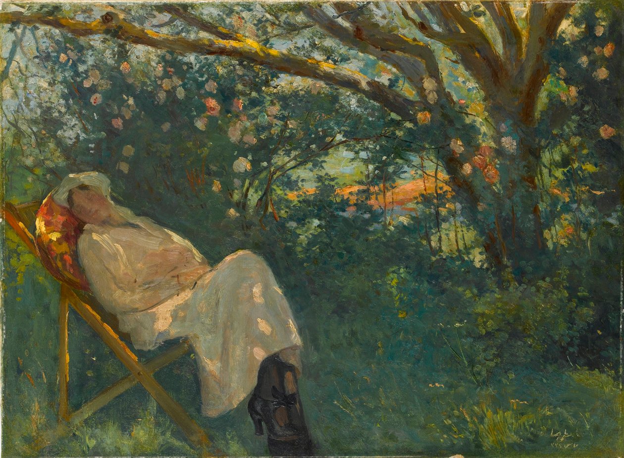Nazmi Ziya Gueran (1881-1937) "Rózsaszín ruhás hölgy" festménye - 1904 - Olaj, vászon Mérete 54x73 cm Sakip Sabanci Múzeum, Isztambul alkotó: Nazmi Ziya Gueran