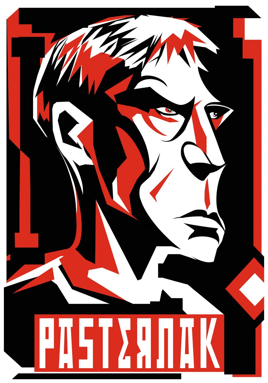 Boris Pasternak, orosz költő és regényíró (1890-1960), a fenti grafikus vörös változata alkotó: Neale Osborne