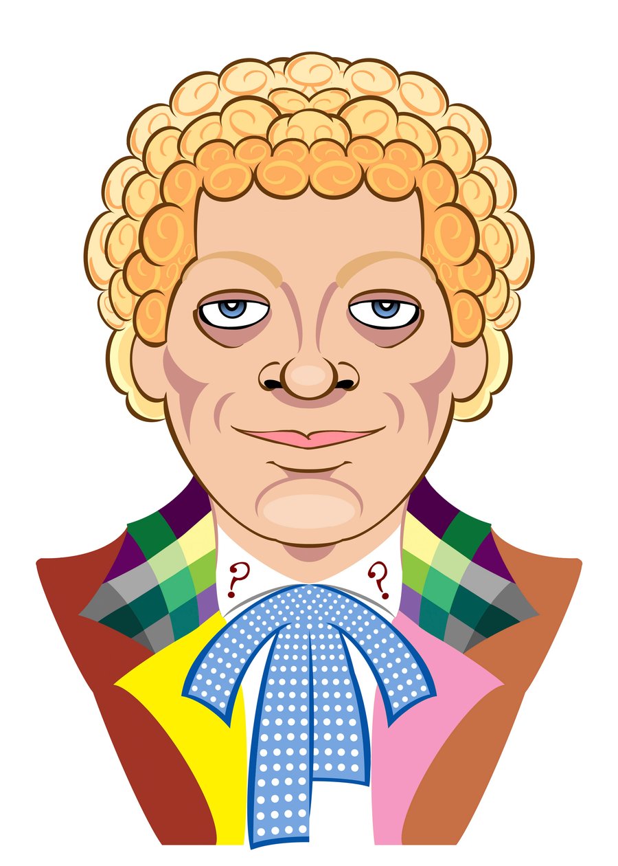 Colin Baker mint Doctor Who - karikatúra alkotó: Neale Osborne