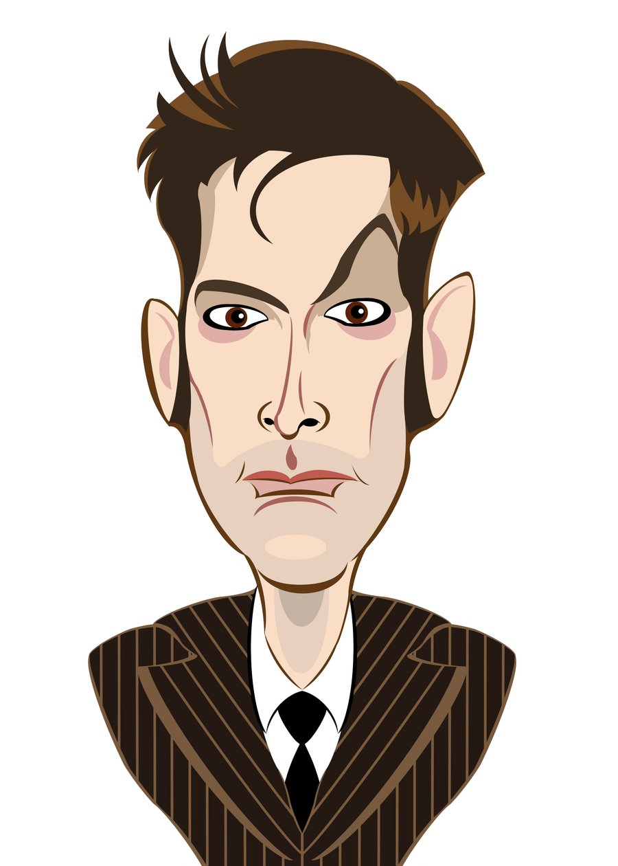David Tennant mint Doctor Who - karikatúra alkotó: Neale Osborne
