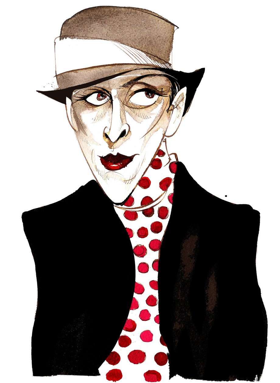 Djuna Barnes, befolyásos modernista amerikai író és művész; karikatúraDB: 1892. június 12. - 1982. június 18 alkotó: Neale Osborne