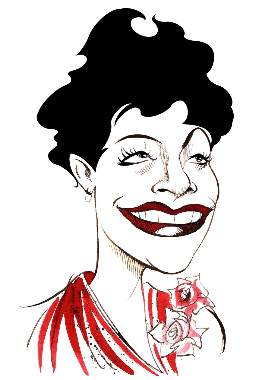 Ella Fitzgerald amerikai jazz énekesnő (1917-1996) karikatúra alkotó: Neale Osborne