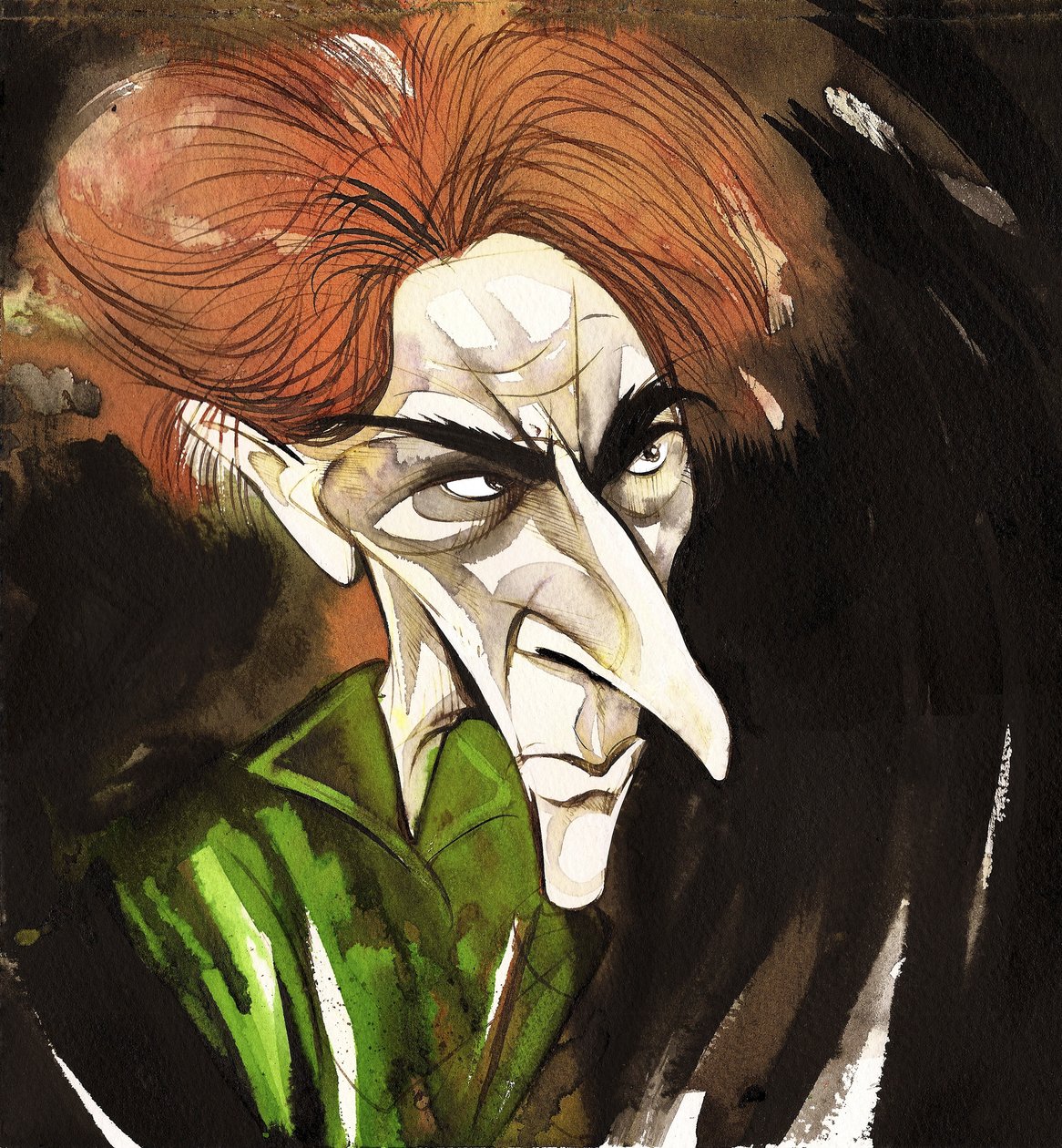 Ernest Thesiger - angol színész (1879-1961); Doktor Septimus Pretoriusként karikatúrázva az 1935-ös Frankenstein menyasszony című filmből, James Whale (angol színész és rendező, 1889-1957) rendezésében. alkotó: Neale Osborne