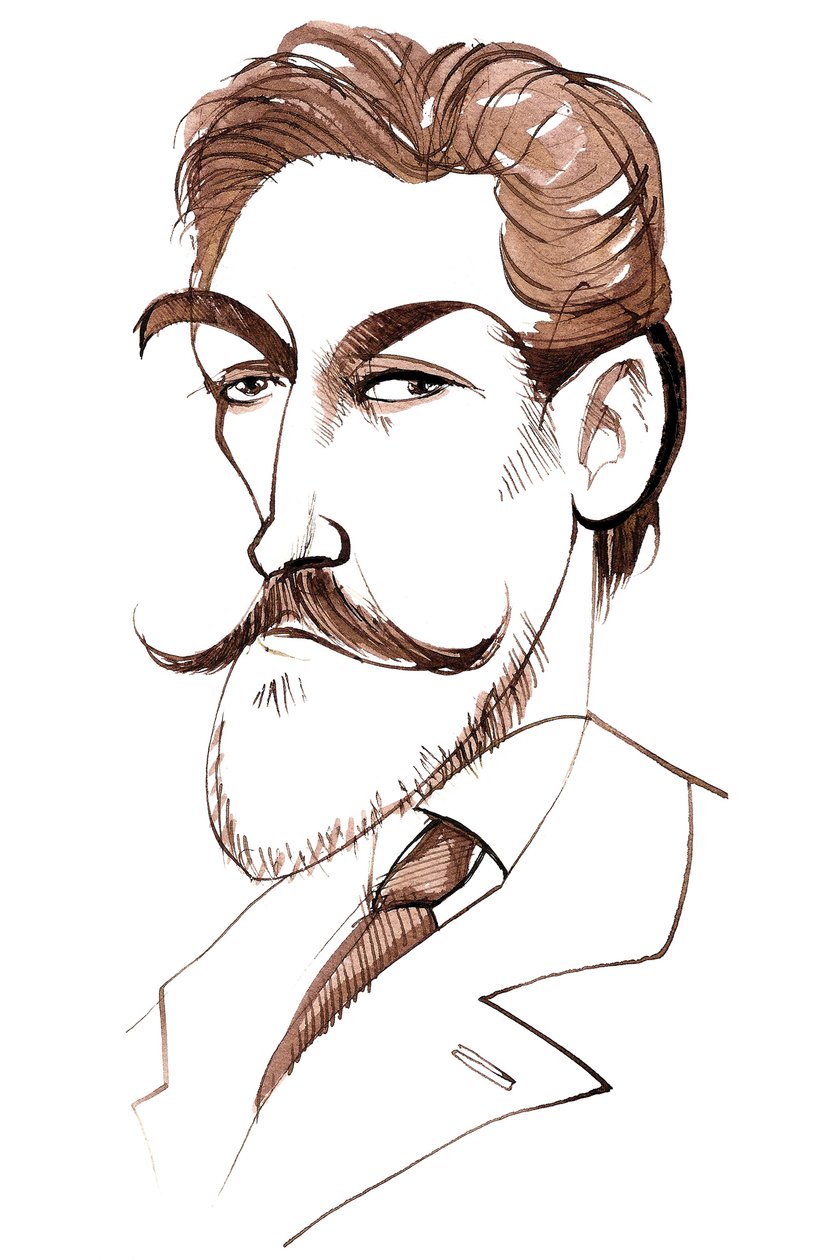 Felix Weingartner osztrák karmester és zeneszerző (1863-1942), karikatúra alkotó: Neale Osborne