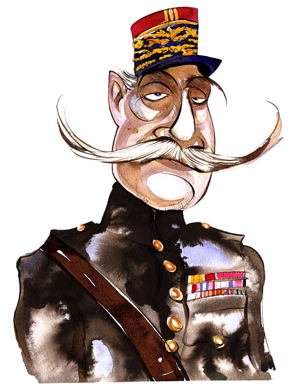 Ferdinand Foch – francia Marshall (1851-1929); színes karikatúra alkotó: Neale Osborne