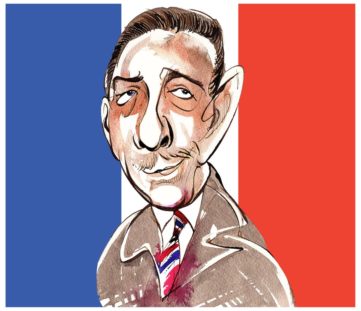 Francis Poulenc - a francia zeneszerző karikatúrája, 1899-1963 alkotó: Neale Osborne