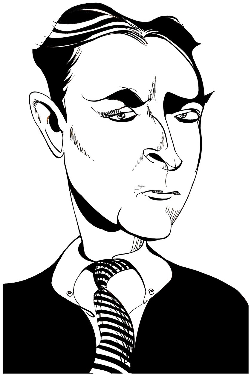 Francis Scott Fitzgerald - amerikai regény- és novellaíró karikatúrája, 1896-1940 alkotó: Neale Osborne