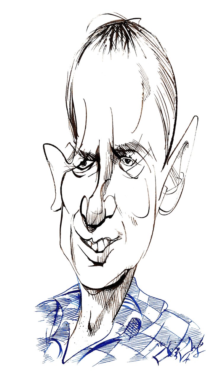 Frank Skinner – 1957-ben született angol komikus, színész, író és műsorvezető karikatúrája alkotó: Neale Osborne