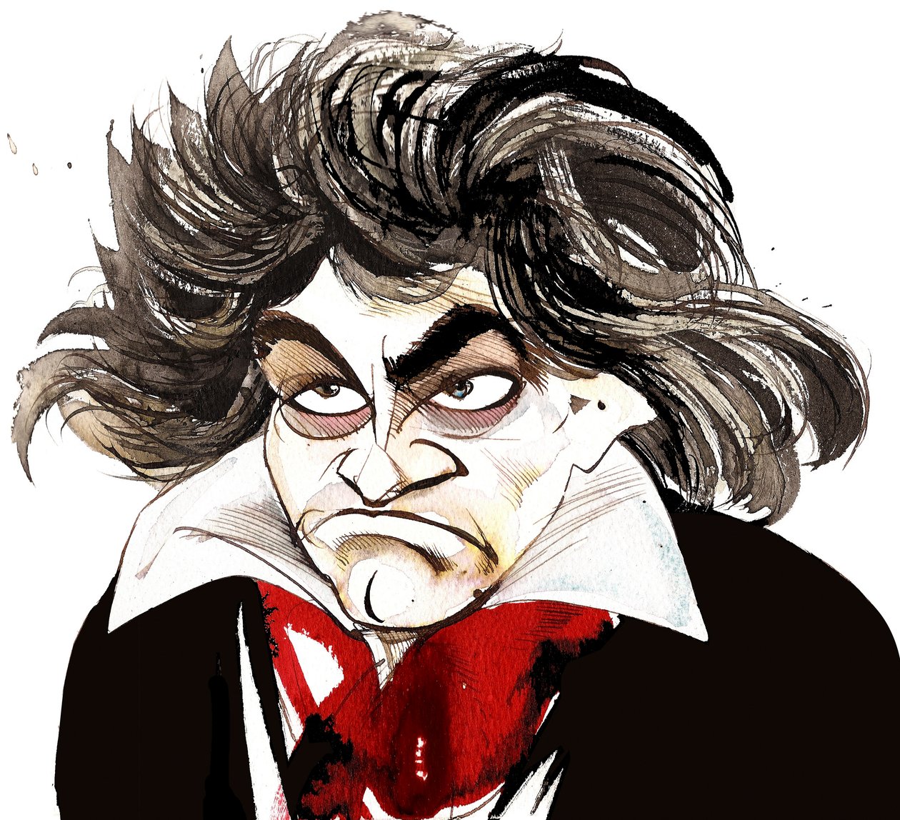 Ludwig van Beethoven német zeneszerző (1770-1827); karikatúra alkotó: Neale Osborne
