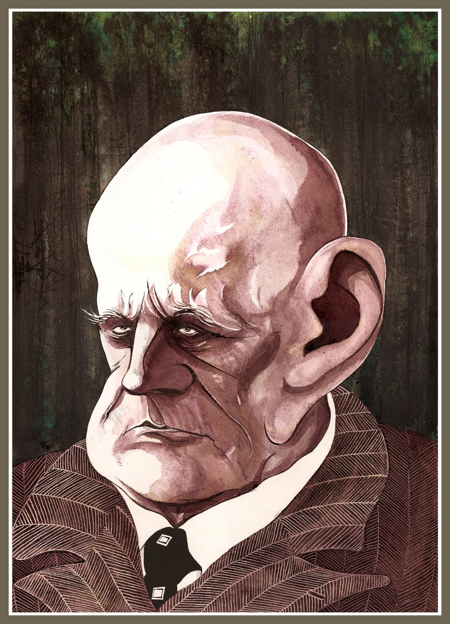 Jean Sibelius, finn zeneszerző (1865-1957), színes tus karikatúra, 2003, Neale Osborne alkotó: Neale Osborne
