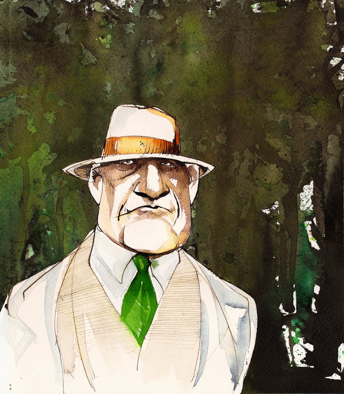 Jean Sibelius idősebb férfiként karikírozott alkotó: Neale Osborne